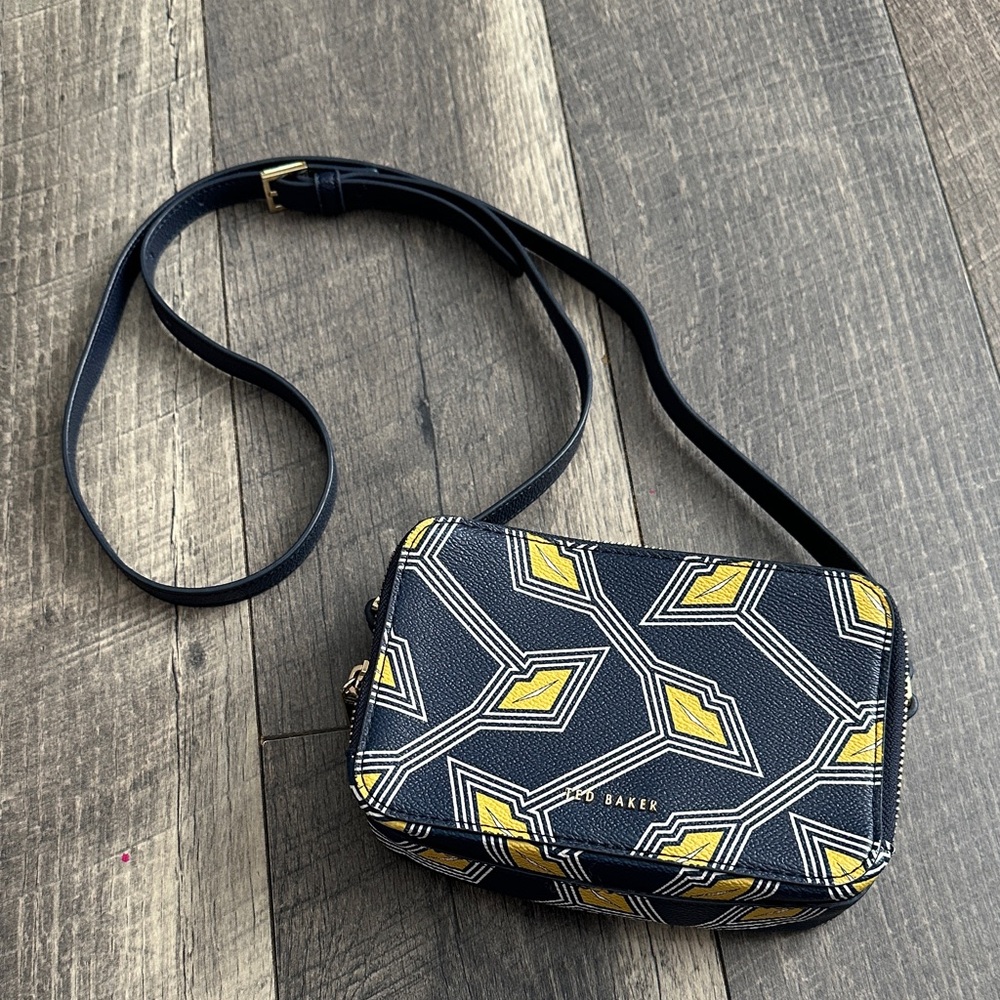 Ted Baker Navy and Yellow Geometric Crossbody Bag